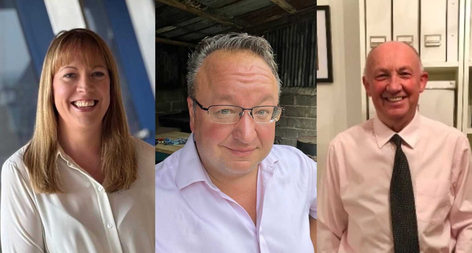 Three photographs show our new Trustees Alicia Coghlan, Alex Froom and John Biggs, smiling to camera.
